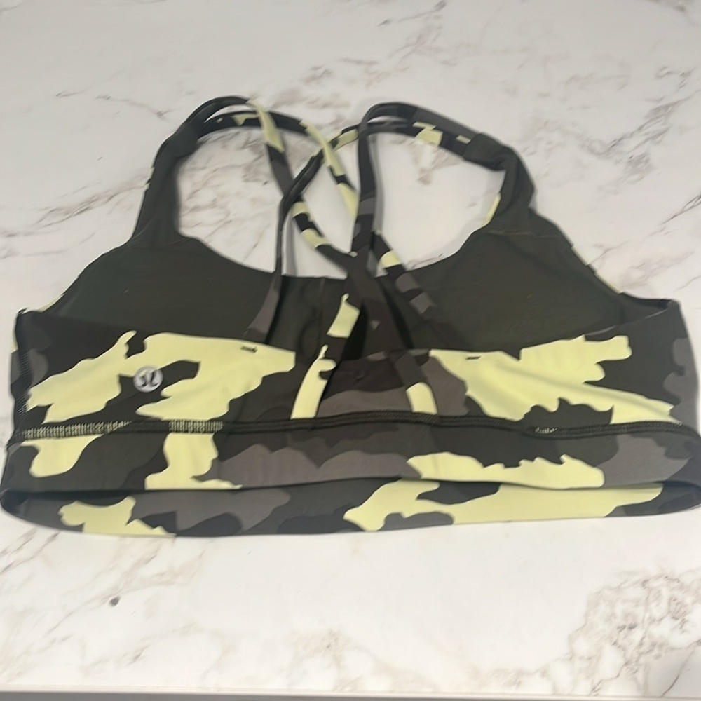 Lululemon Energy Bra *Medium Support, B–D Cup in camo crispin green - size 10 - Picture 6 of 7